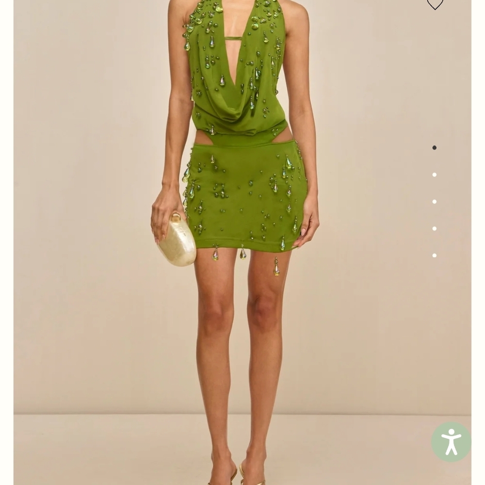Cult Gaia Green Embellished Mini Dress